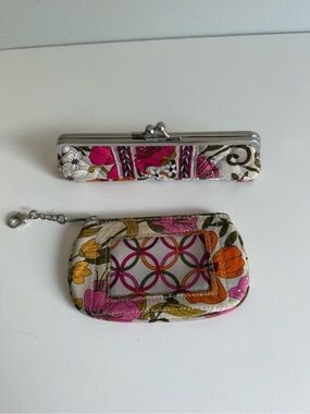 Vera Bradley Tea Garden Kiss Lock Eyeglass Case & ID Coin Purse Matching Set